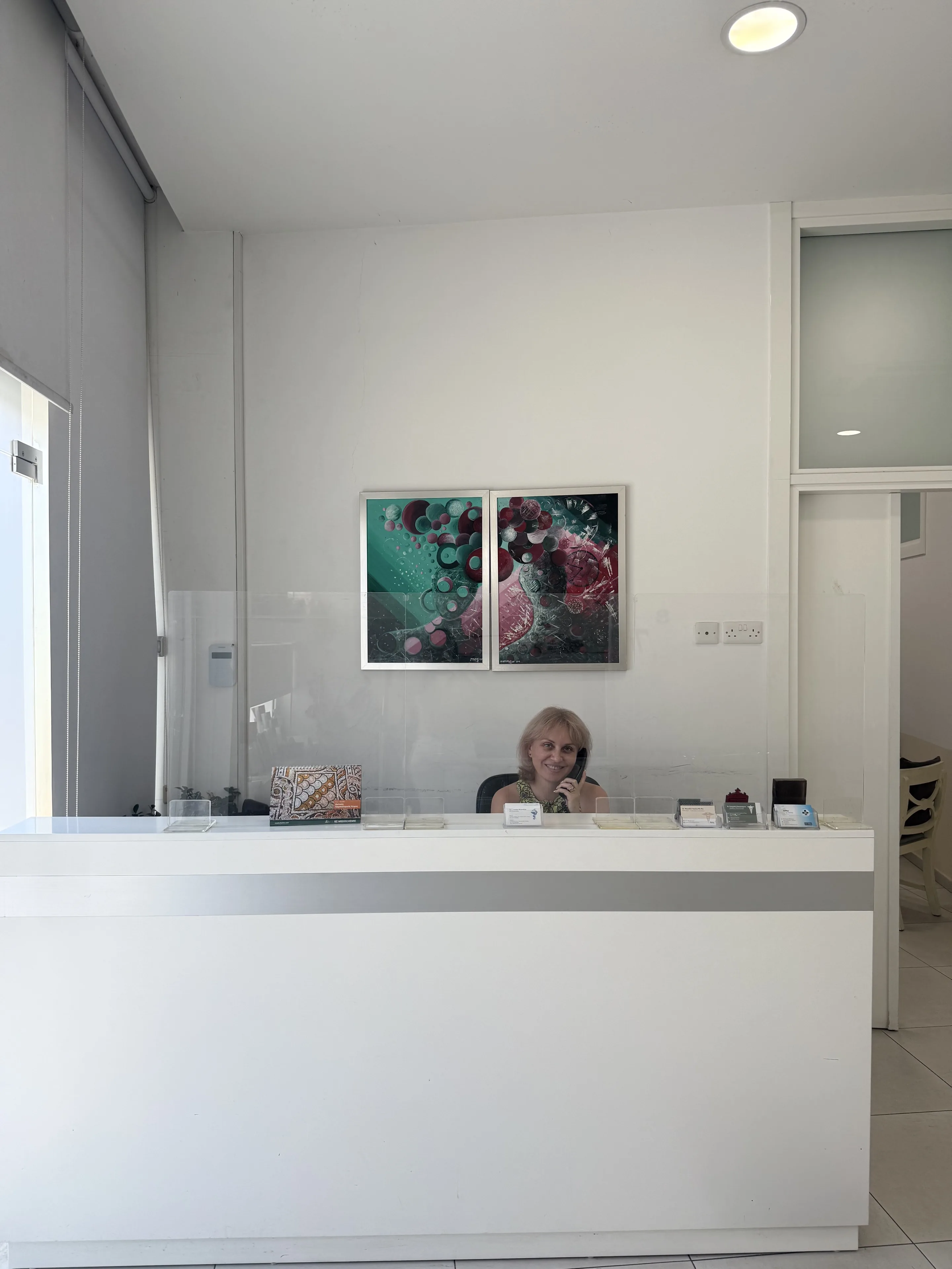 The clinic reception in Larnaca